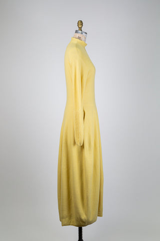 Yellow mock-neck knit dress (M)