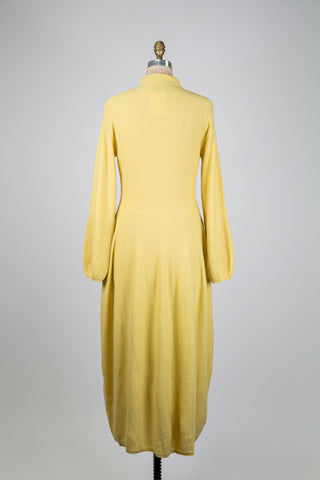 Yellow mock-neck knit dress (M)