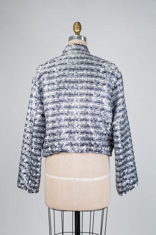 Metallic gray bomber jacket with brick-style texture (8)