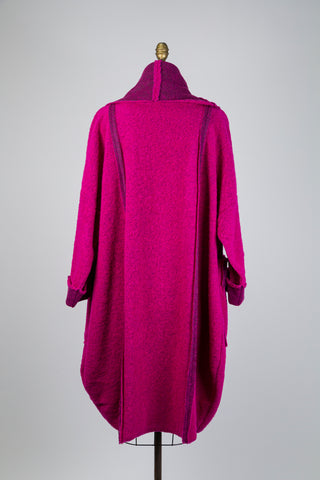 Veste ballon en laine bouillie fuchsia (TU)