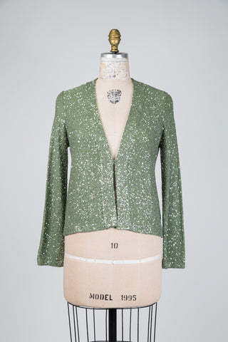 Green sequined knit cardigan (6)