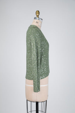 Green sequined knit cardigan (6)