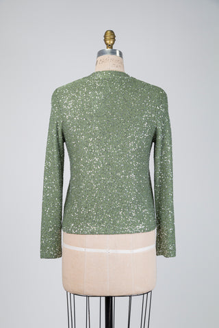Green sequined knit cardigan (6)