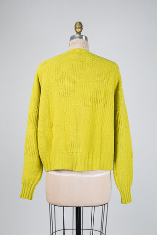 Cardigan chartreuse en maille à relief (TU)