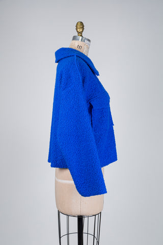 Veste bleu royal en tricot bouclé (M/L)