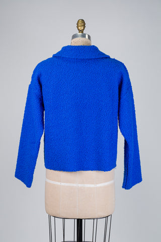 Veste bleu royal en tricot bouclé (M/L)