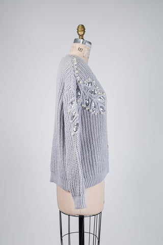 Cardigan gris à feuillages lumineux (TU)