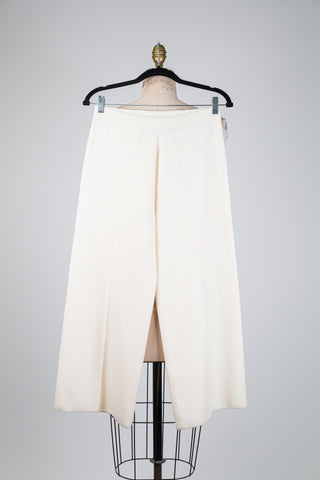 Pantalon jambe large en maille crème (S)