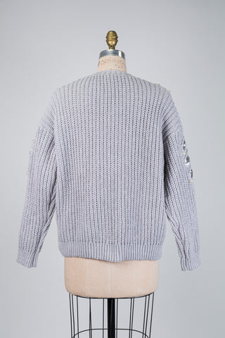 Cardigan gris à feuillages lumineux (TU)