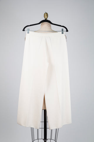 Pantalon jambe large en maille crème (S)