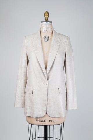 Blazer beige à jacquard floral scintillant (6)