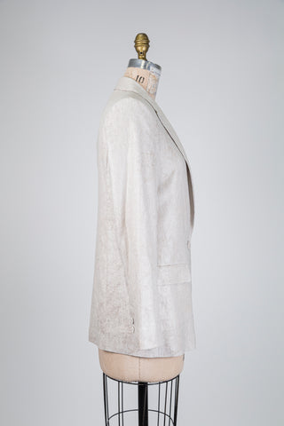 Blazer beige à jacquard floral scintillant (6)