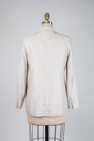 Blazer beige à jacquard floral scintillant (6)