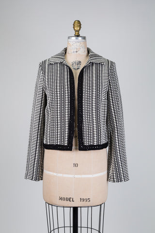 Veste en jacquard graphique noir et blanc (6)