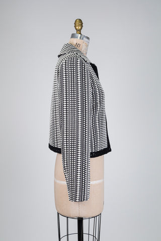 Veste en jacquard graphique noir et blanc (6)
