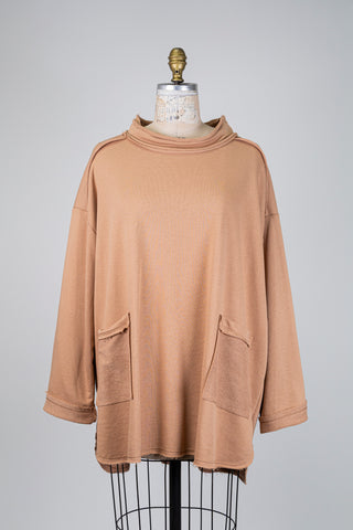Chandail oversized en molleton camel (M/L)