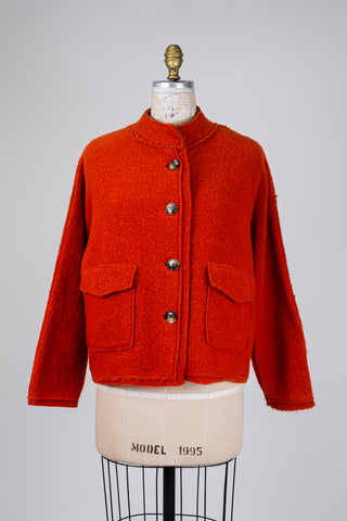 Rust boiled wool cropped jacket (OS)