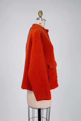Rust boiled wool cropped jacket (OS)