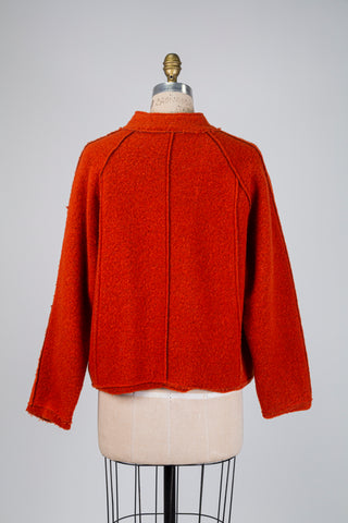 Rust boiled wool cropped jacket (OS)