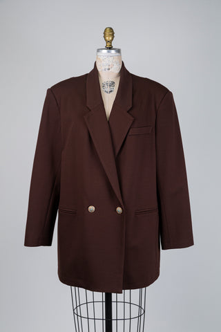 Brown oversized blazer with jewel button (14/16)