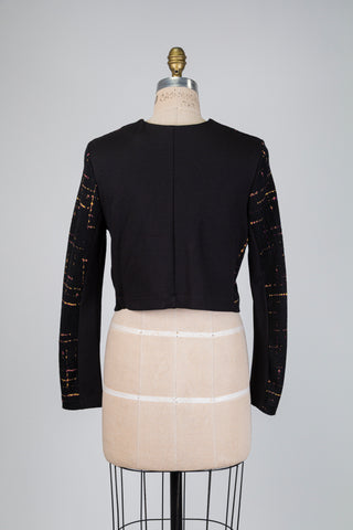 Veste courte noire à motif coloré (XS+S)