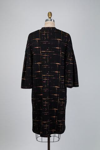 Long black jacket with colorful pattern (S)