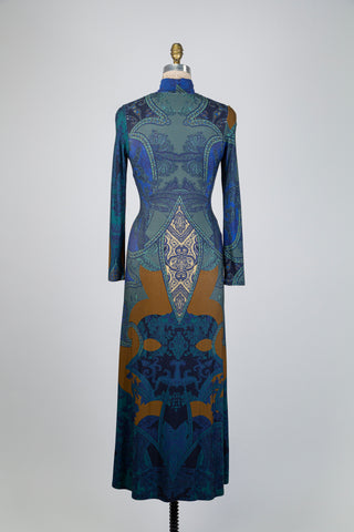 Blue paisley fitted dress (XS-S-L)