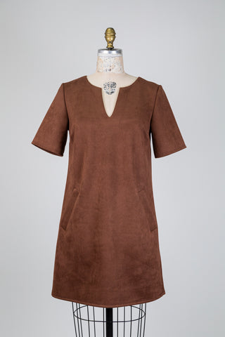 Robe tout-aller en faux suède brun (S+M)