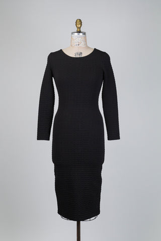 Black double-knit dress with bubble effect (XS to M+XL)