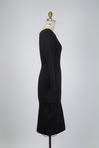 Black double-knit dress with bubble effect (XS to M+XL)