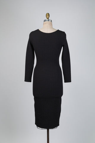 Black double-knit dress with bubble effect (XS to M+XL)