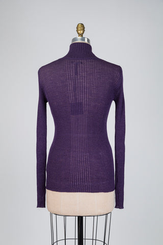 Cardigan côtelé violet à fermeture zippée (TU)