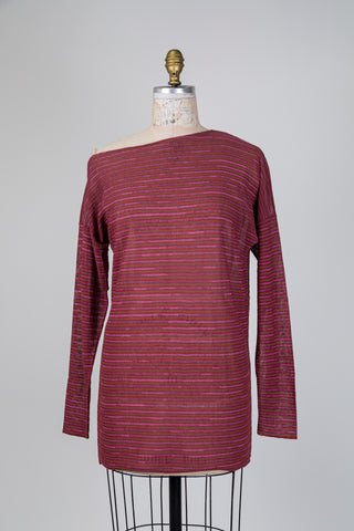 Red & lilac striped boat-neck sweater (one size)