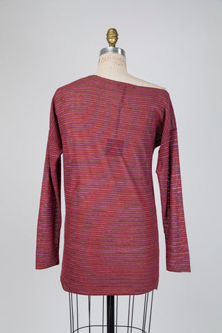 Red & lilac striped boat-neck sweater (one size)