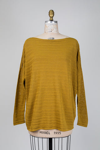 Chandail jaune ocre à rayures texturées (TU)