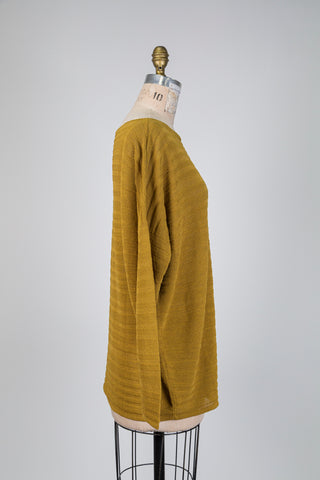 Chandail jaune ocre à rayures texturées (TU)