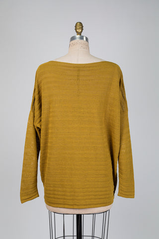 Chandail jaune ocre à rayures texturées (TU)