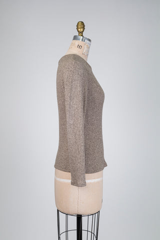 Ribbed knit heather taupe sweater (S)