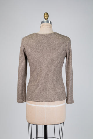 Ribbed knit heather taupe sweater (S)