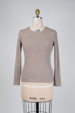 Chandail beige chiné en maille côtelée (S à XL)