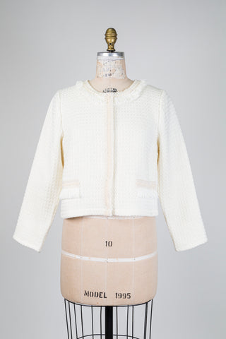 Veste courte vanille effet tweed (XS + M à XL)