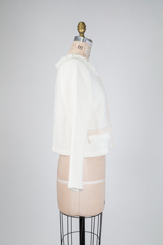 Veste courte vanille effet tweed (XS + M à XL)