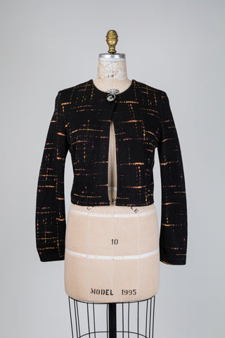 Veste courte noire à motif coloré (XS+S)
