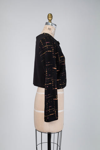Veste courte noire à motif coloré (XS+S)
