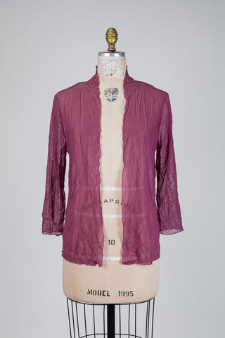 Veste ouverte diaphane prune  (S)