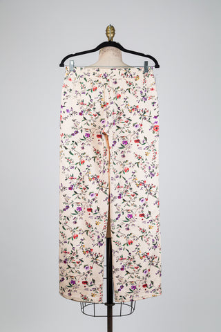 Pantalon floral crème en molleton (6)