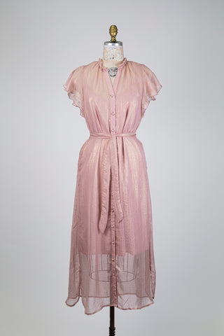 Robe en chiffon rose nacré (XS)