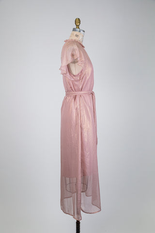 Robe en chiffon rose nacré (XS)
