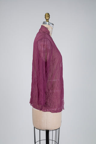 Veste ouverte diaphane prune  (S)