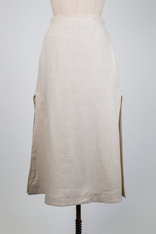 Jupe beige en lin à fentes maxi (S)